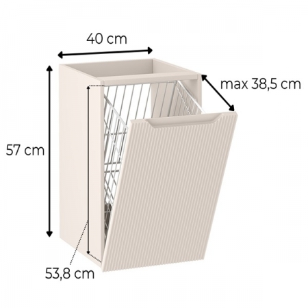 Ryflowana szafka łazienkowa kosz na pranie 40 cm Kaszmir NORO